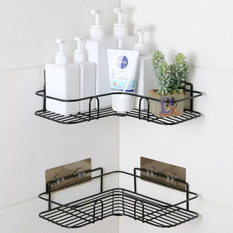 Bathroom Shelf Wall Mounted Corner Organizer Metal Shower Rack Storage Shampoo Soap Holder Rustproof