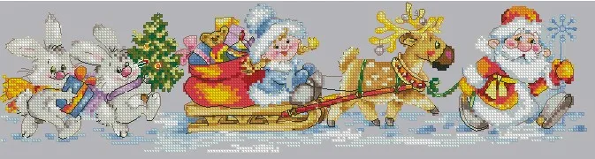 

Christmas sleigh 50-20 embroidery kits, cross stitch kits,cotton frabric DIY homefun embroidery Shop11