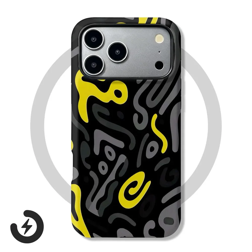 Vibrant Abstract Graffiti Magnetic Phone Case with 2-in-1 Film Shell Cover