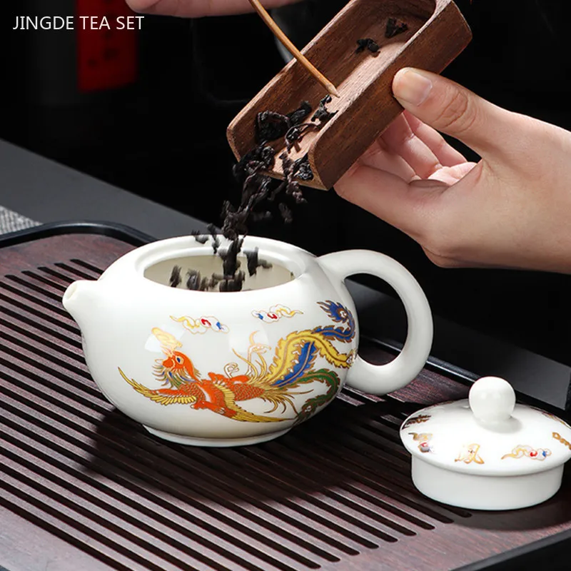 230ml Dehua White Porcelain Color-changing Teapot Home Beauty Tea Infuser Ceramic Xishi Kettle Chinese Tea Accessories