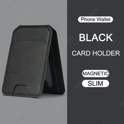 Premium PU Leather Magnetic Card Wallet and Stand with Cardholder Pocket (Black)