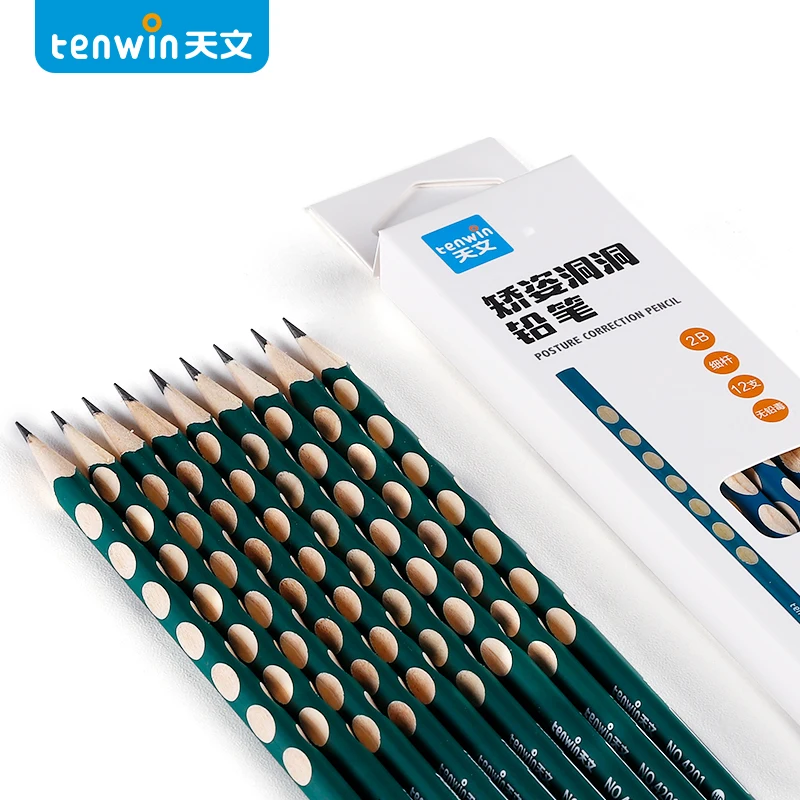 Tenwin12PCsPracticalNaturalWoodPencilHBBlackHexagonalNontoxic