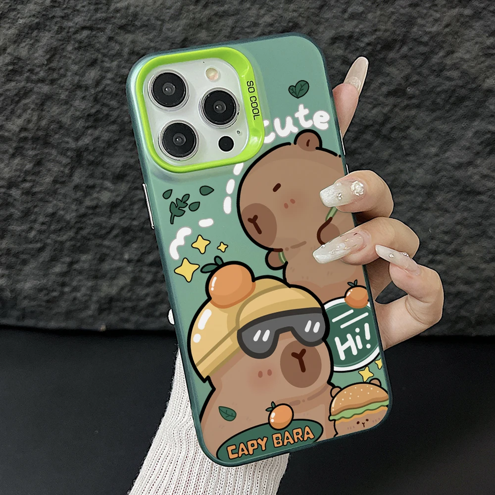 Charming Capybara Cartoon Phone Case - Silver Hard Cover