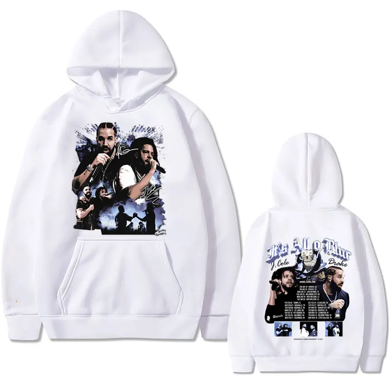 Rapper Drake J Cole It's All A Blur Tour Graphic Print Hoodie Men Women Hip Hop Oversized Sweatshirt Male Cotton Casual Hoodies