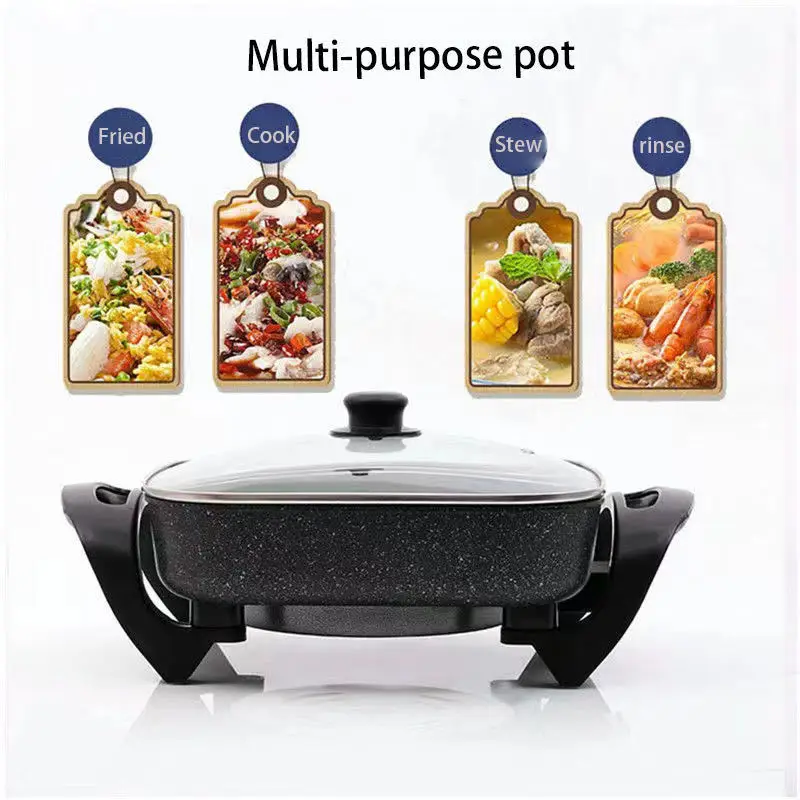 Electric Frying Pan, Household Multifunctional Integrated Temperature Control, Electric Hot Pot Cooking, Non Stick Pan
