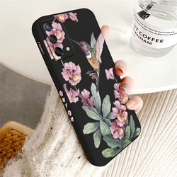 Chic Pink Flowers & Birds Shockproof Silicone Phone Case - OPPO A35 2021 (Black - 611)