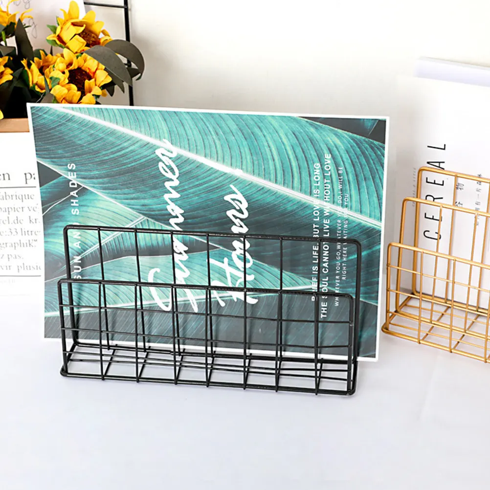 데스크탑 메일 정리함 금속 보관함 3 슬롯 세련된 전기도금 와이어 매거진 홀더 메일 분류기 사무실 보관함