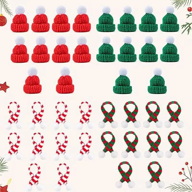 10Pcs Mini Christmas Hat Christmas Table Tree Decorations Ornament Wine Bottle Decoration Doll Accessories