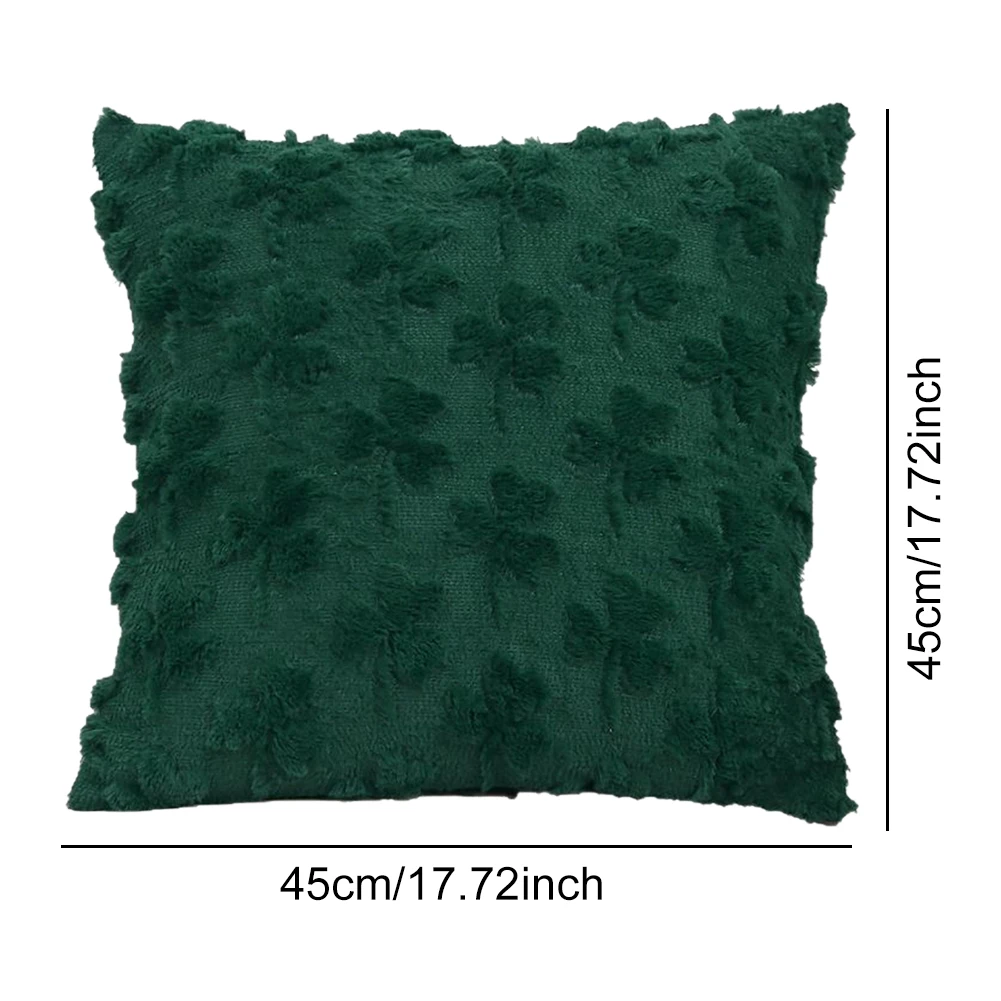 St Patricks Day Shamrock Faux Fur Pillowcase Shamrock Pattern Decorative Throw Pillowcase for Holiday Festivals Decor