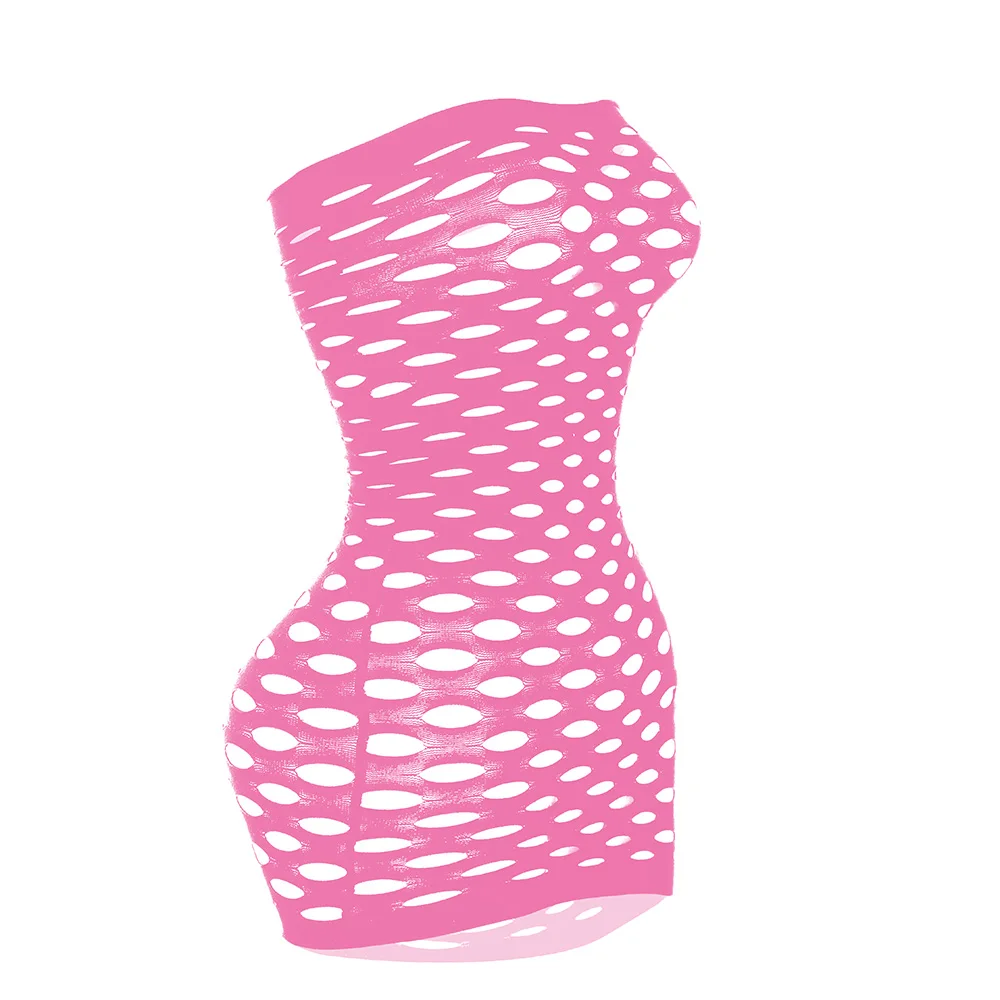 2024 New Mesh Hollow Out Women's Mini Dress Sexy Club Party Bodycon Fashion Evening Dresses Elegant Clothes Pink Luxury Dresses 5