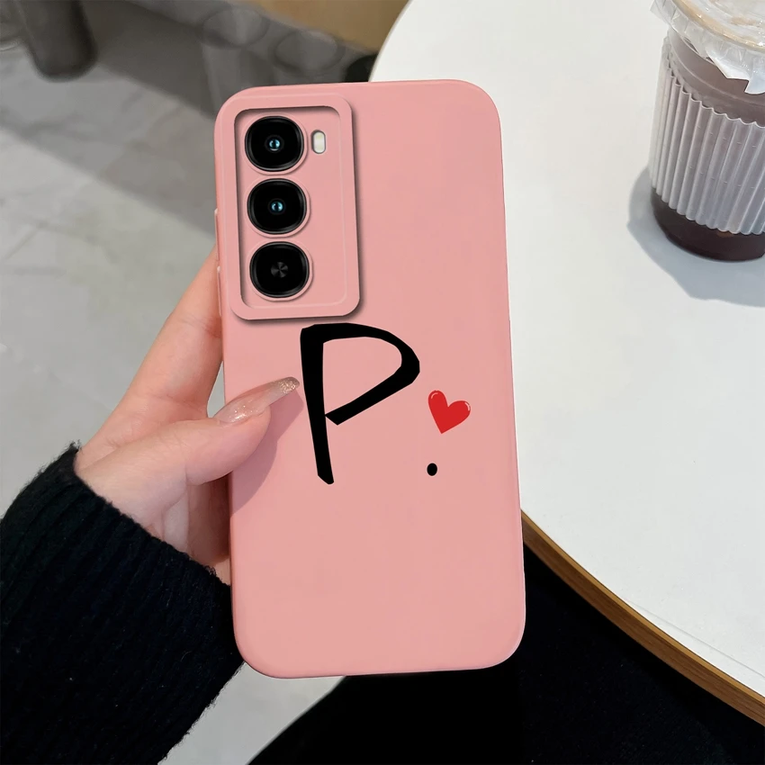 Cute Couple Letters Pattern Lens Protection Soft Silicone Advanced Anti-Fall Fingerprint Resistant Phone Case