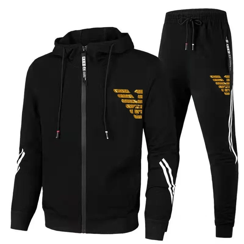 

Winter Men's Sports Suit Slim Fit Branded Sportswear Cardigan Long Sleeve High Quality Running 2 Piece Jacket Jogging Pants
