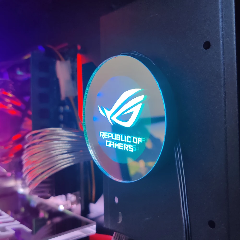 RGB 피규어 하단 PC 케이스 조명 미러 서클 패널 A-RGB 섀시 패널, 5V SYNC AURA 게이머 MOD 플레이트, 맞춤형 DIY, 6.5cm