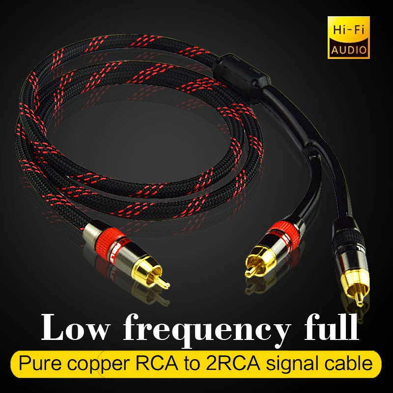 Diylive Hifi Singolo Rca A Doppio Cavo Audio Subwoofer Rca Rame Puro Un Separatore Sub-2 Y Cavo Rca Da 1 A 2 (0.5 M ~ 5 M)