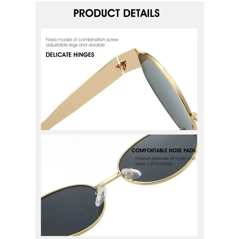 Luxury Metal Brand Sunglasses for Men and Women Unisex Designer Fashion Sun Glasses Oval Unisex Stylish Eyewear Shades 4