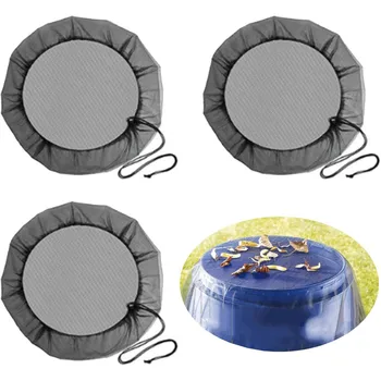 1pc Outdoor Mesh Cover Rain Barrels with Drawstring Water Collection Buckets Cover for Tank Protection Garden Supplies