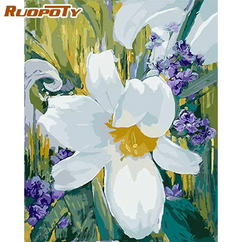 

RUOPOTY 40x50cm Painting By Numbers On Canvas Pictures By Numbers Flowers Number Painting Art Supplies For Adults Diy Set Gift