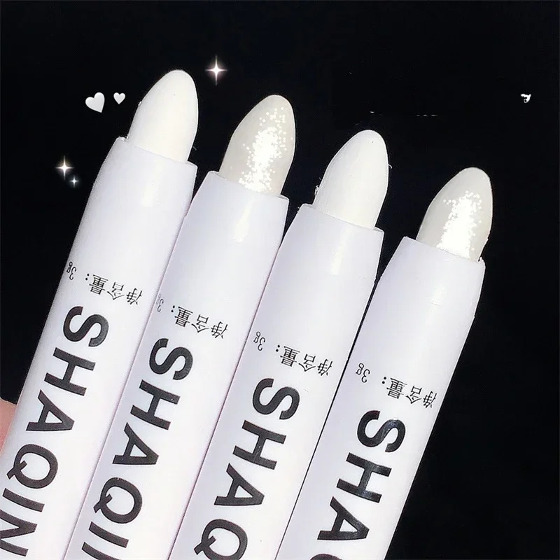 Pearl Matte White Eyeshadow Stick Shimmer Silver Highlighter Pen Eyeliner Pencil