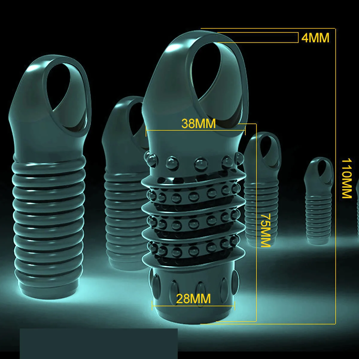 Reusable Penis Extender Cock Rings Delay Ejaculation Penis Condoms Dick Sleeve Silicone Glans Cover Enlargement Sex Toys For Men