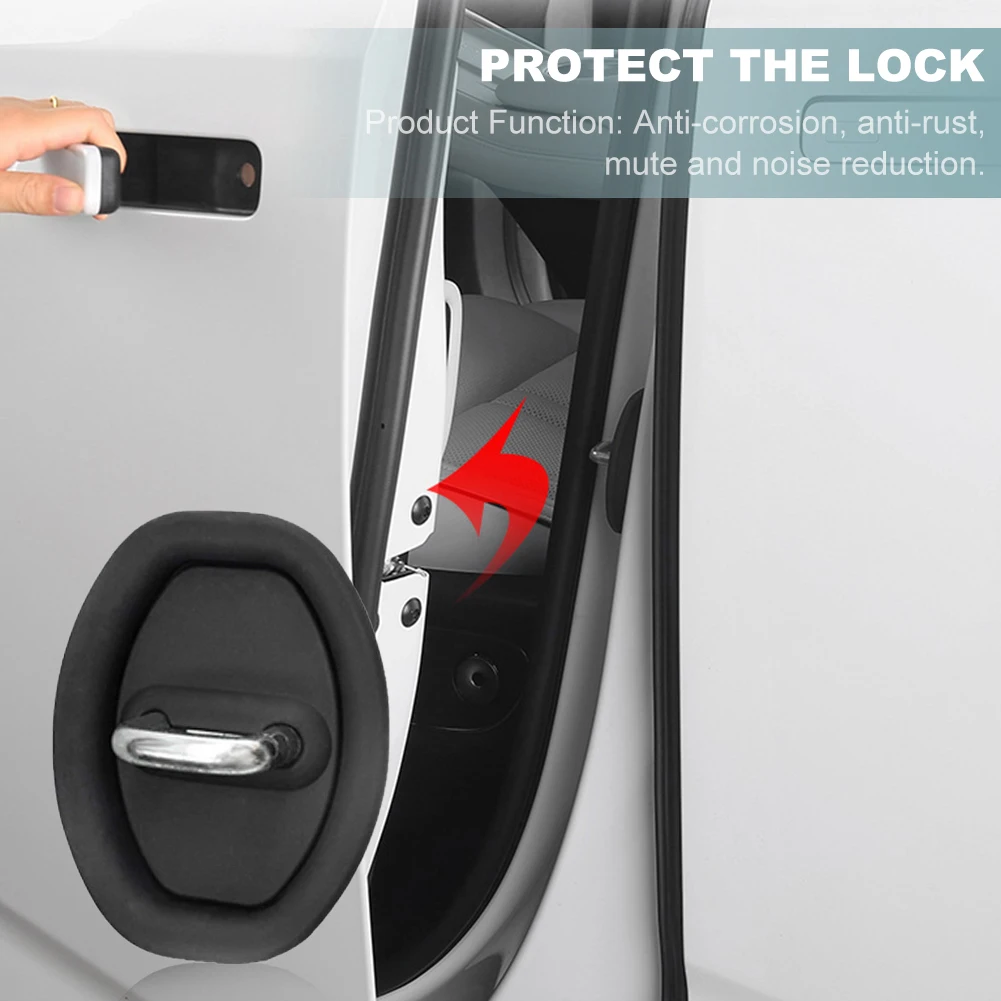 4Pcs Handle Silicone Vehicle Loc Guard Stopper Mute Damping Cushion Car Door Lock Protective Cover_voghion.com