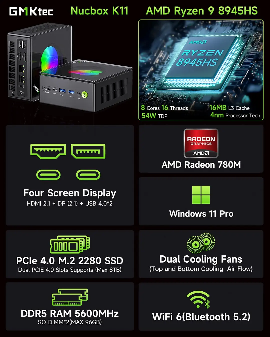 【値下げ中】 GMKtec NucBox4 ミニPC Windows11 Gmktec-ゲーム用ミニPC, Windows 11, Windows 11,k11,amd,ryzen 9