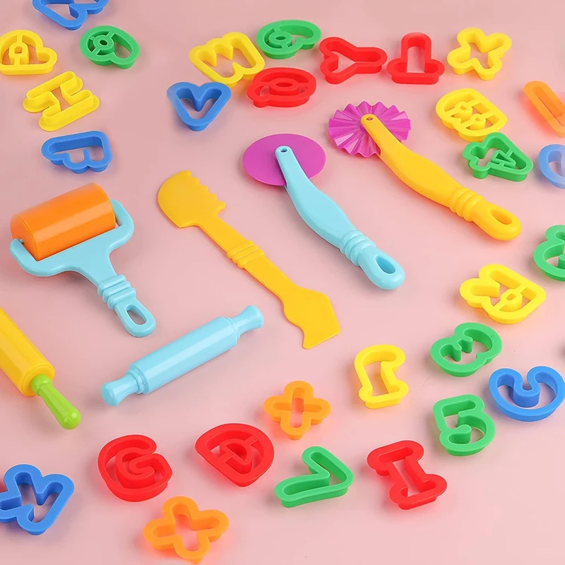 Playdough Tools Play Dough Set For Kids Letters Numbers Symbols Cutter Roller Alphabet Playdough Stamps Clay Accessories DIY Toy 3