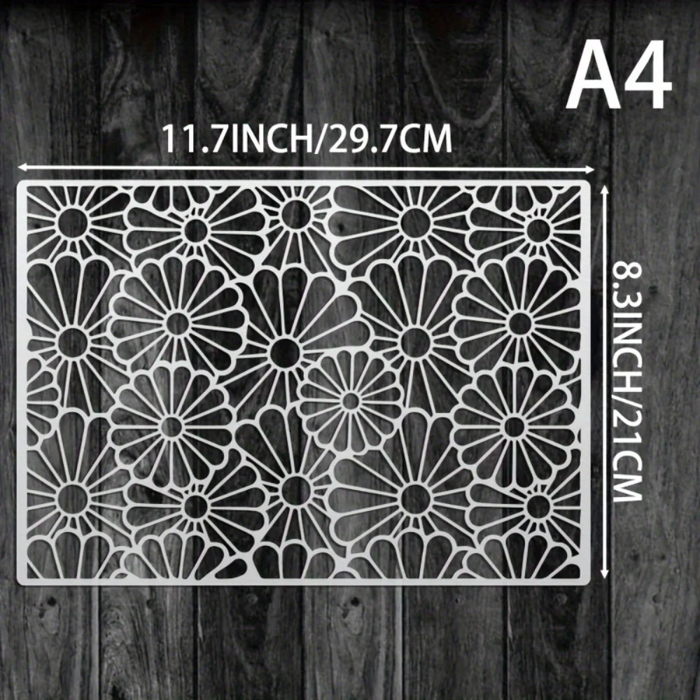 A4 29*21cm 꽃 DIY 스텐실 벽화 스크랩북 색칠 엠보싱 앨범 장식 종이 카드 템플릿, 벽