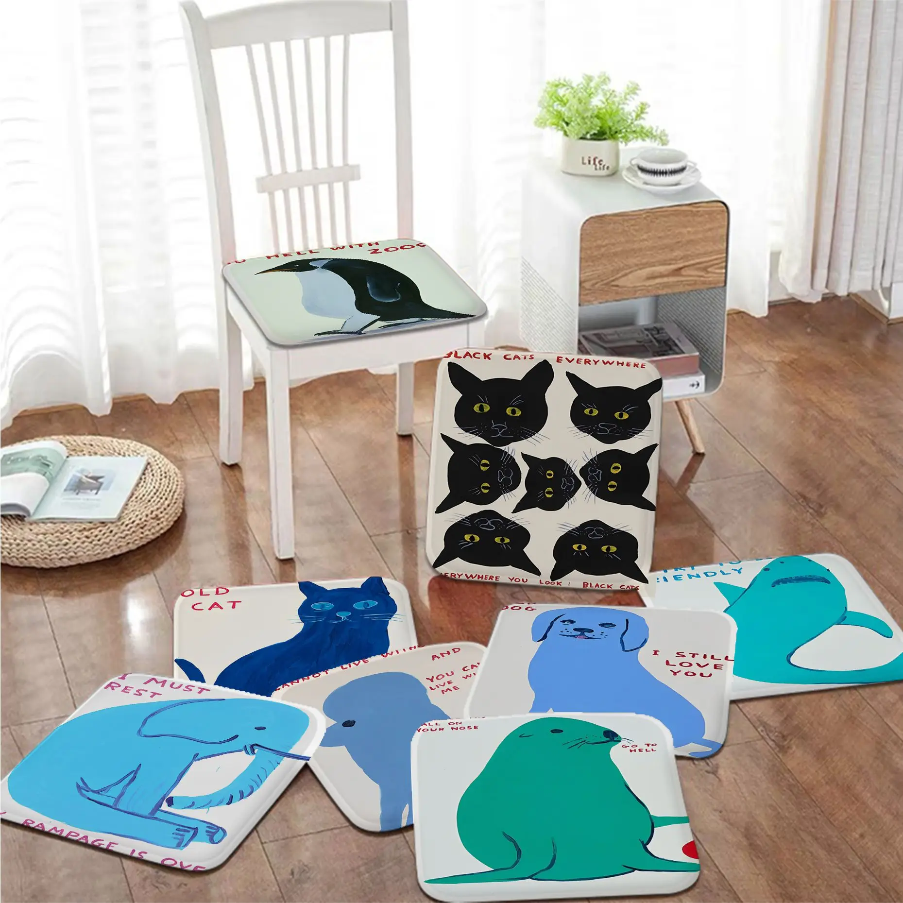 

Cartoon Animal Nordic Printing Stool Pad Patio Home Kitchen Office Chair Seat Cushion Pads Sofa Seat 40x40cm Cushion Pads