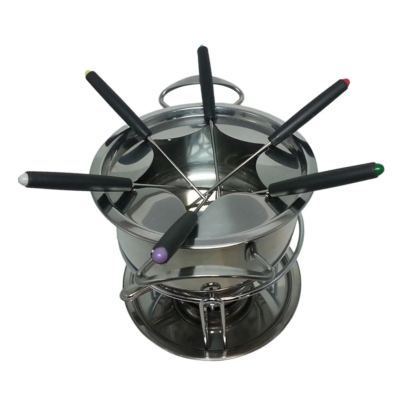 Fondue Maker Pot Birthday Party with 6 Sticks Multifunction Stainless Steel Wedding Chocolate Fondue Mug Home Pot Set