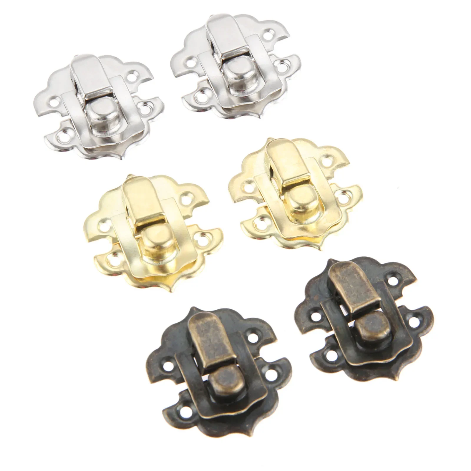 Antique Jewelry Box Padlock Hasp Locked Wooden Wine Gift Box Handbag Buckle Hardware Accessories with Screws DRELD 10Pcs 30*30mm