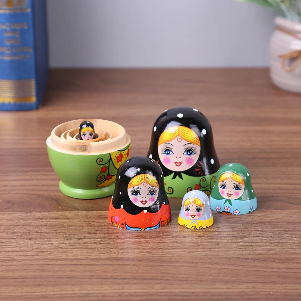 Handmade Nesting Dolls Wooden Cartoon Girls Russian Matryoshka Doll Colorful Painting Ornament Baby Toy Home Decoration Gifts for nesting dolls