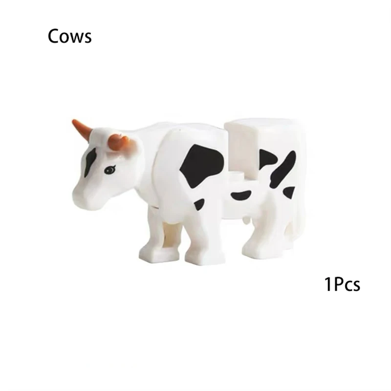 New Cows Animals MOC Parts Building Blocks Farm Ranch Scene Bricks Toys Cattle Buffalo Cowshed Compatible With LEGO