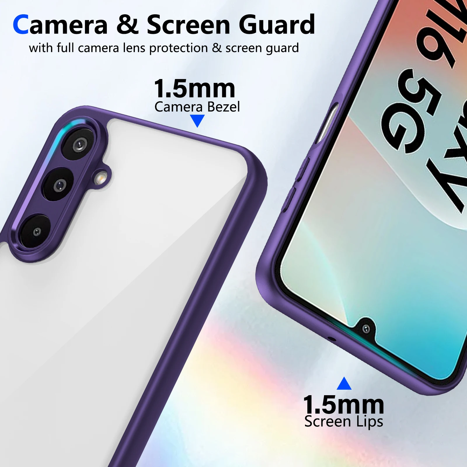 Clear Shockproof Phone Case with Hard Acrylic Back Protection Cover
