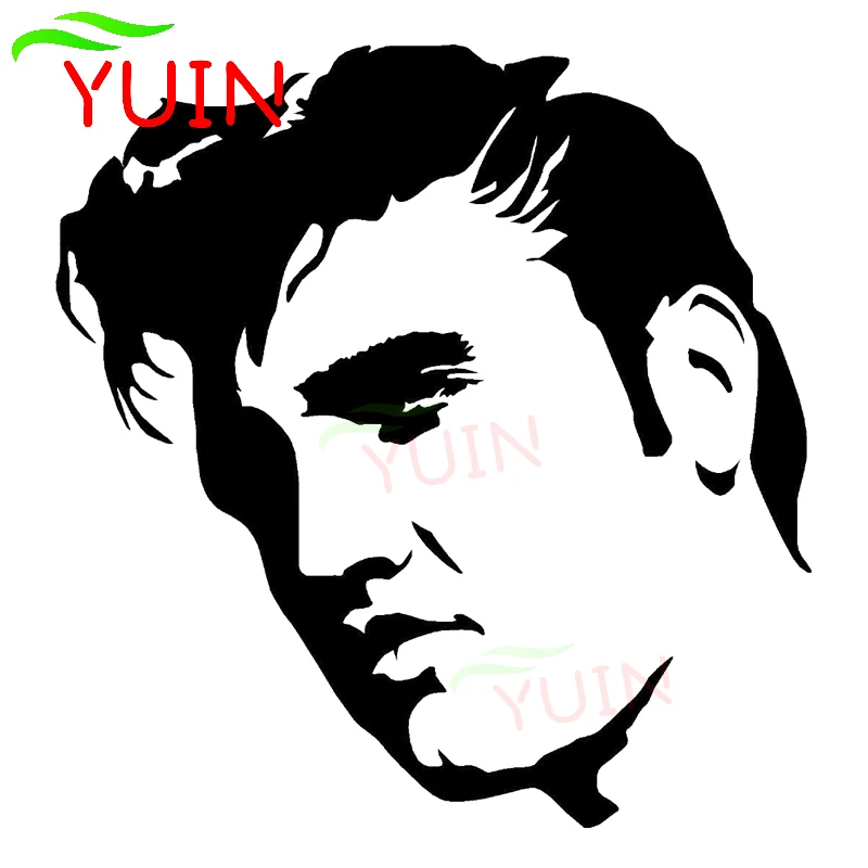 

YUIN Elvis Presley Car Sticker Fashion Window Decoration Personality PVC Waterproof Sunscreen Decal Black/White/Red/Laser/Silver