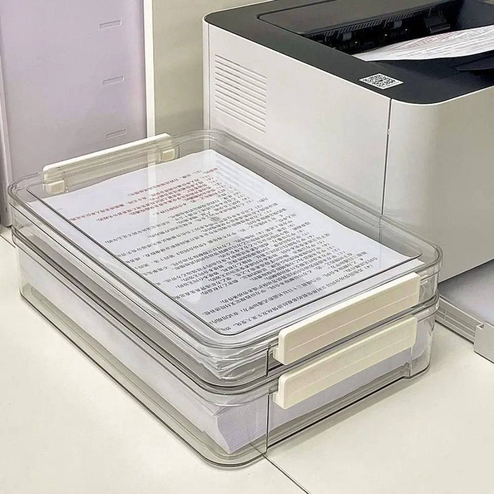 Transparent Desktop Paper Storage Box Large Capacity Multi-purpose A4 Paper Storage Box Organizer Plastic File Storage Box