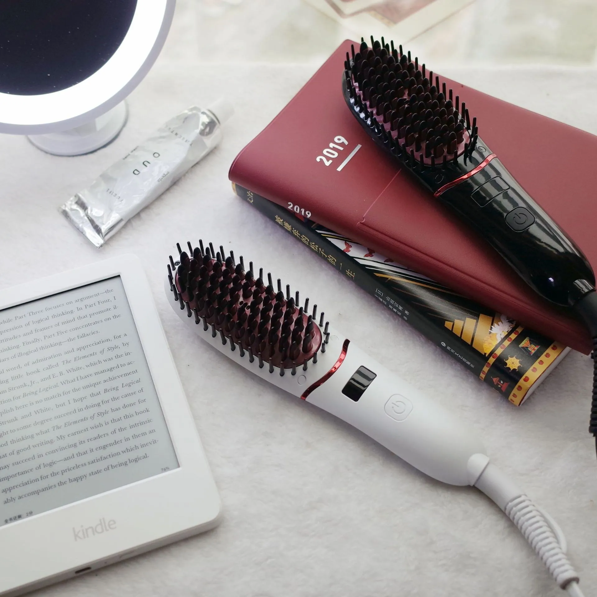 Hair Straightener Brush Men Beard Comb Straighting brush Ceramic Hair Curler Comb Straighteners Curling Iron Bru