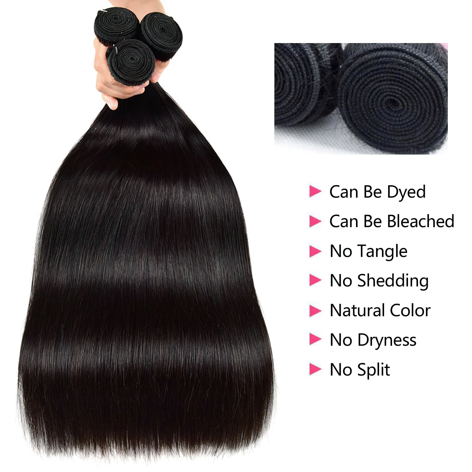Brazilian Hair Weave Human Hair Bundles 26 28 30 Inch Bone Straight 100% Raw Virgin Remy Human Extension 1/3 Bundles Weft