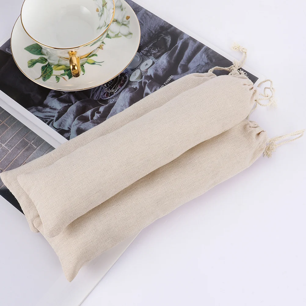 15 Pcs Storage Bag Straw Travel Toothbrushes for Children Portable Cotton Linen Drawstring