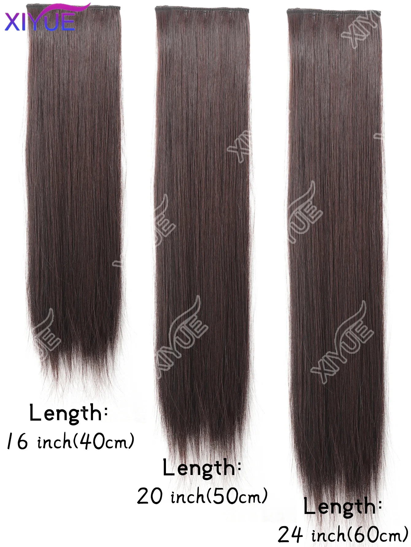 XIYUE Three-Piece Wig Extensions Realistic Long Straight Hair for Women Minimalistic Black Micro-Curly Hair Extensions