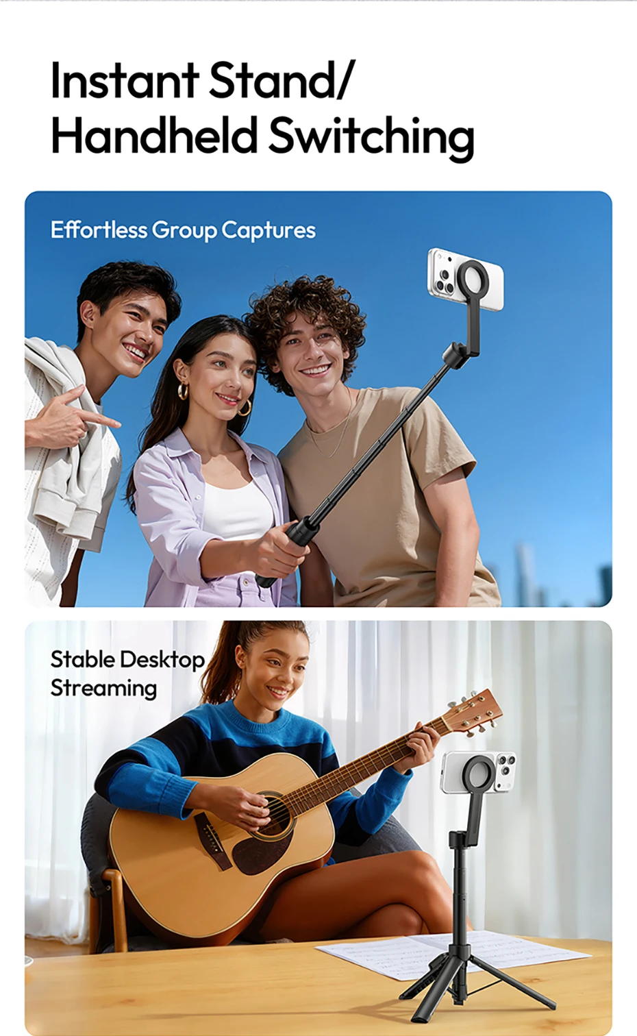 Ulanzi SK26 Portable Selfie Stick with Phone Holder description image 11