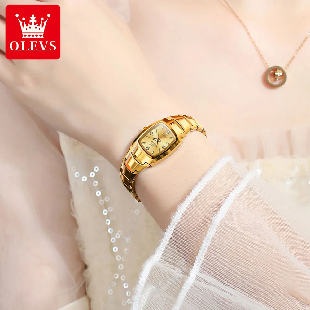 OLEVS 7006 Watch For Women Tungsten Steel Strap Luxury Quartz Woman Watch 30M Waterproof Top Brand Original Ladies Wristwatch