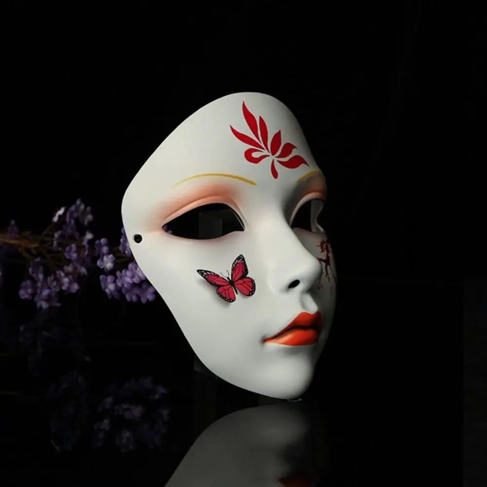 Kreative Full Face Cosplay Geisha Maske Dress Up Spooky Hanfu Cosplay Maske Blume Maskerade Japanische Maske Spielzeug Geschenk – Detail 10