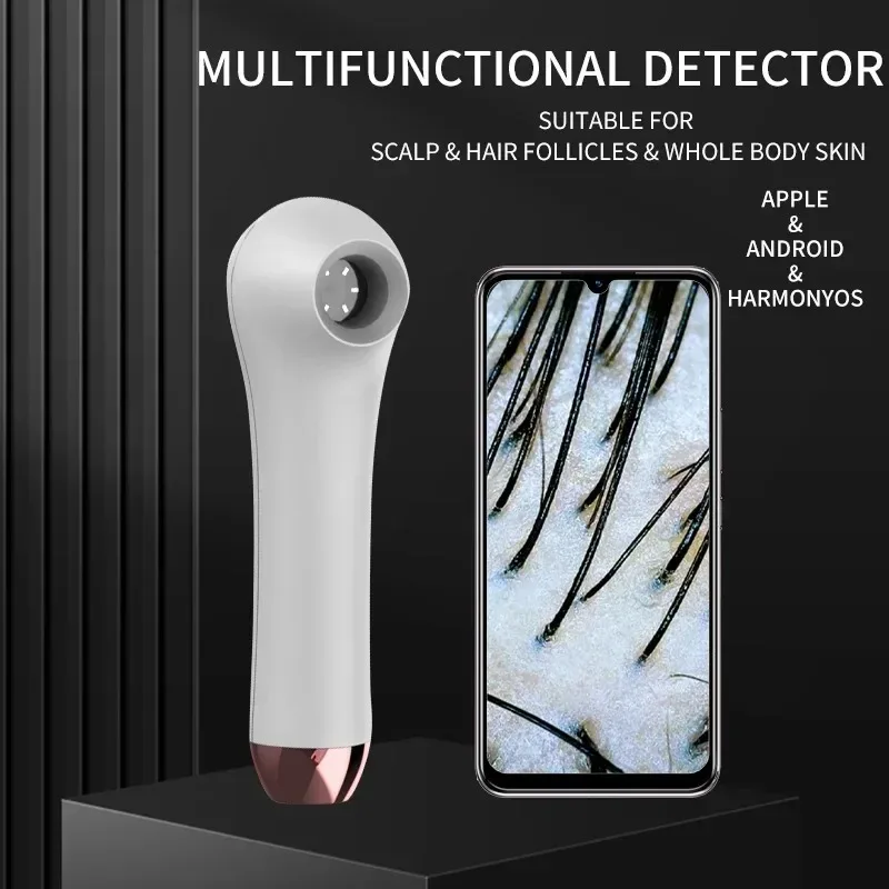 Multifunctional Scalp Skin Hair Follicle Detector HD Visual Skin Analyzer Machine Magnifier Dermatoscope Phone Tablet Connection