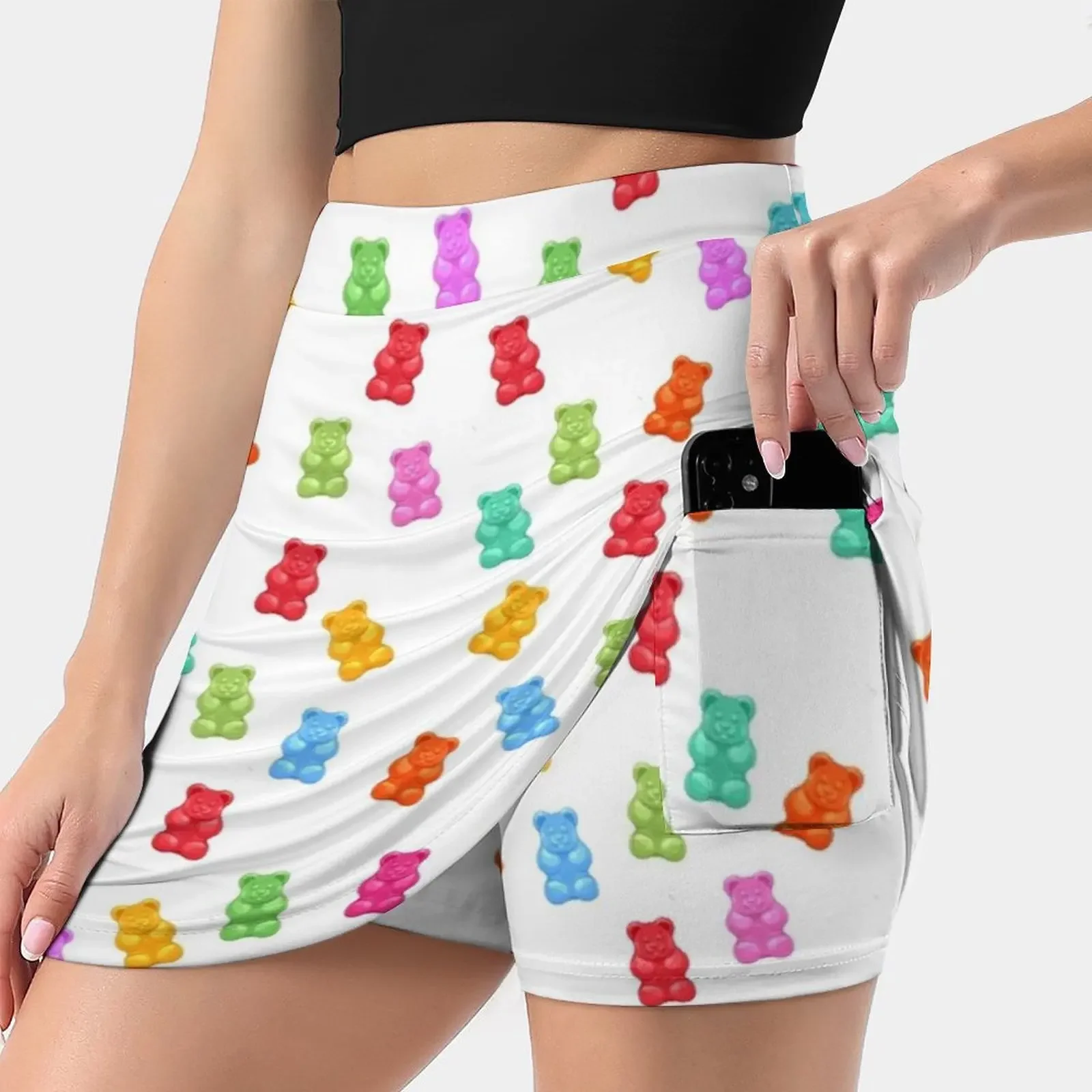 

Gummy Bear Pattern Women's skirt Mini Skirts A Line Skirt With Hide Pocket Gummy Bear Candy Sweets Pattern Bonbon Food Treat