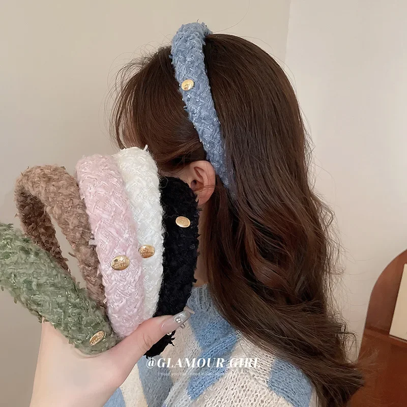 

Solid Color Oval Letter Plush Headband Light Luxury Temperament High Head Headband Fashion High Sense Hair Accessories