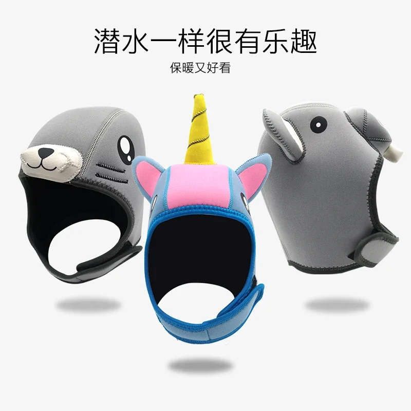

Cartoon Diving Hair Band Diver Equipment Cartoon Diving Helmet Diving Head Cover Earflaps Warm 3mm