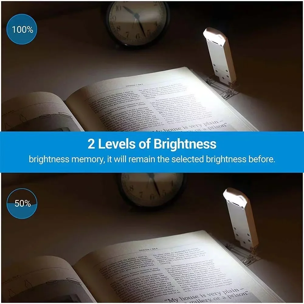 Adjustable Mini LED Bookmark Read Light USB Rechargeable Book Reading Light Brightness Eye Protection Clip Portable Book