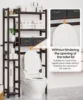 with Basket and Drawer, Bamboo Bathroom Organizer with Adjustable Shelf & Waterproof Feet Pad, Rack for Restroom, Laundry, Brown 3