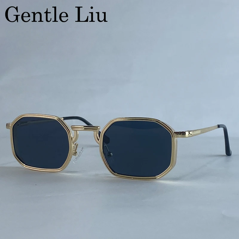 Steampunk Klassische Rechteckige Sonnenbrille für Herren 2026 Luxusmarke Punk Polygon Metallrahmen Sonnenbrillen für Männer Fahrbrillen Schutzbrille