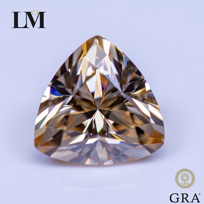 

Moissanite Stone Primary Color Champagne Trillyon Cut Lab Grown Diamond Advanced Jewelry Making Materials with GRA Certificate